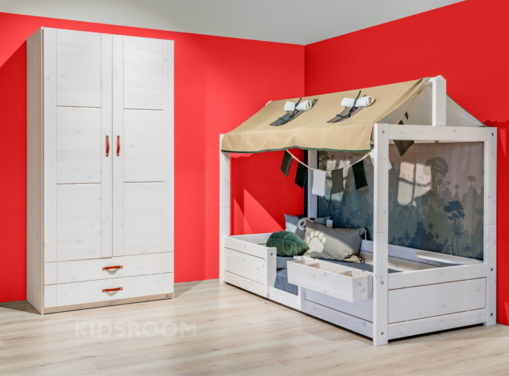 Lifetime Kinderkamer | 4-in-1 Bed | 2-Deurskast | Rood