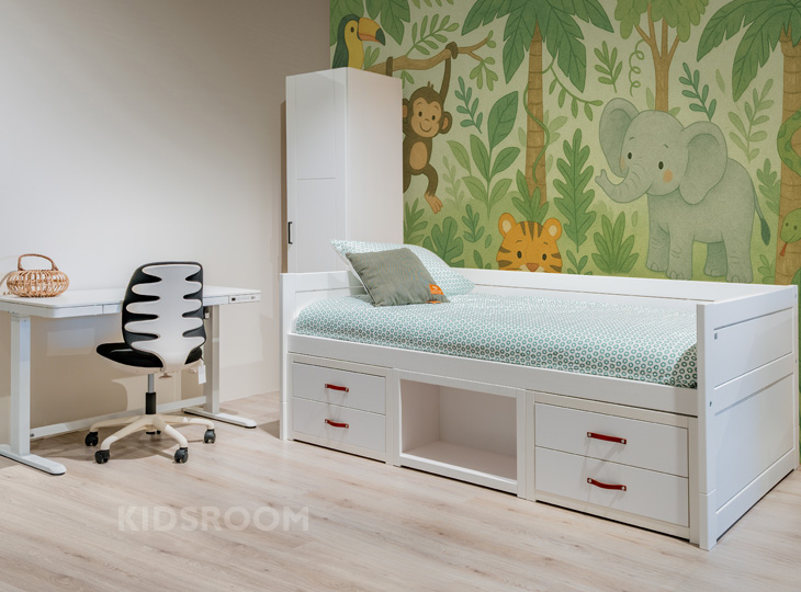Lifetime Tienerkamer - Kajuitbed 120x200 en Bureau | Jungle