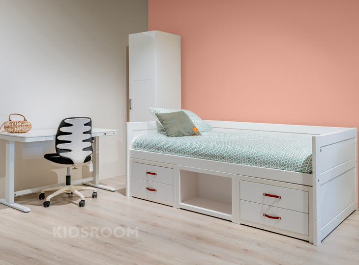 Lifetime Tienerkamer - Kajuitbed 120x200 en Bureau | OudRoze