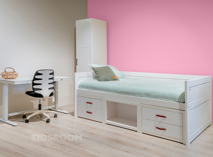Lifetime Tienerkamer - Kajuitbed 120x200 en Bureau | Roze