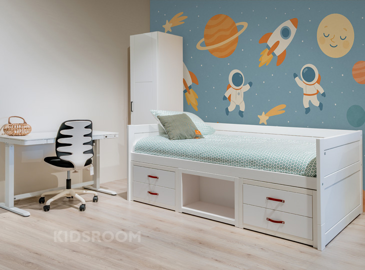 Lifetime Tienerkamer - Kajuitbed 120x200 en Bureau | Ruimtevaart