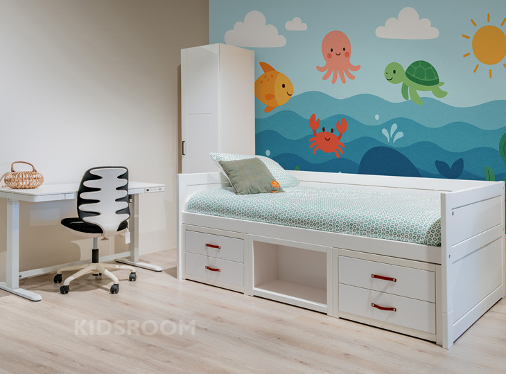 Lifetime Tienerkamer - Kajuitbed 120x200 en Bureau | Zee