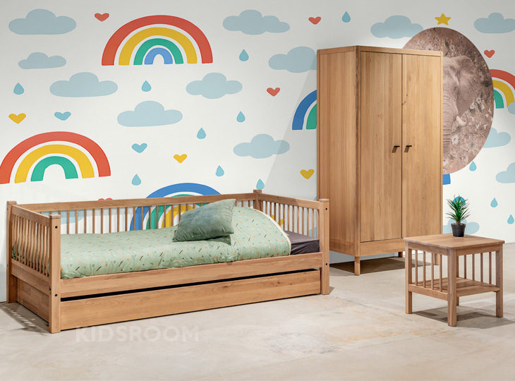 Vipack Forrest Eiken Kinderkamer Met Nachtkastje | Regenboog