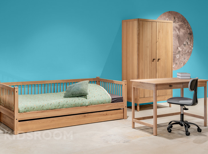 Vipack Forrest Massief Eiken Tienerkamer met Bureau | Blauw